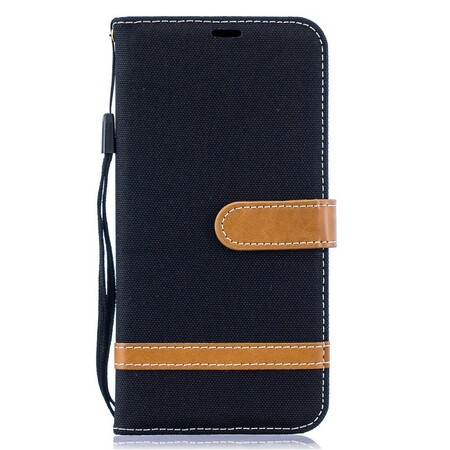 Samsung Galaxy A10 Stoff & Lederoptik Tasche mit Riemen