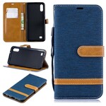 Samsung Galaxy A10 Stoff & Lederoptik Tasche mit Riemen