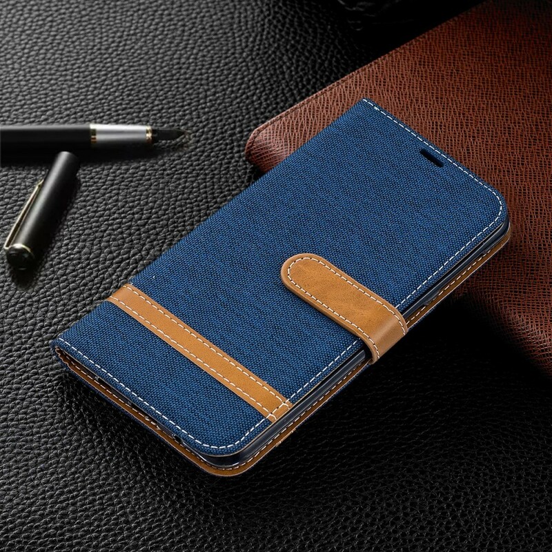 Samsung Galaxy A10 Stoff & Lederoptik Tasche mit Riemen
