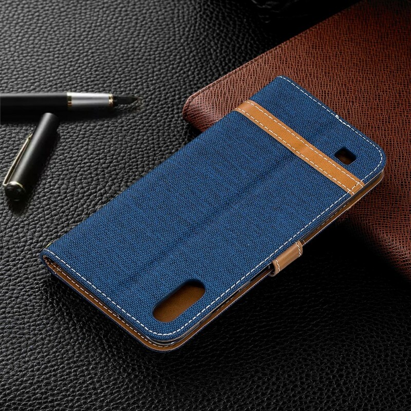 Samsung Galaxy A10 Stoff & Lederoptik Tasche mit Riemen