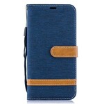 Samsung Galaxy A10 Stoff & Lederoptik Tasche mit Riemen