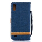 Samsung Galaxy A10 Stoff & Lederoptik Tasche mit Riemen