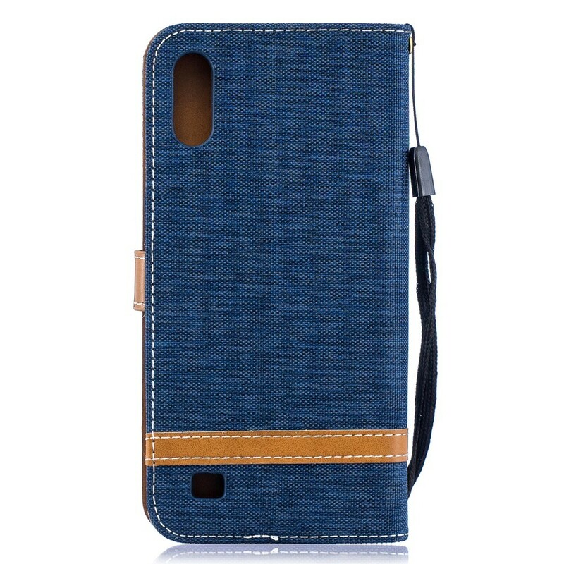 Samsung Galaxy A10 Stoff & Lederoptik Tasche mit Riemen