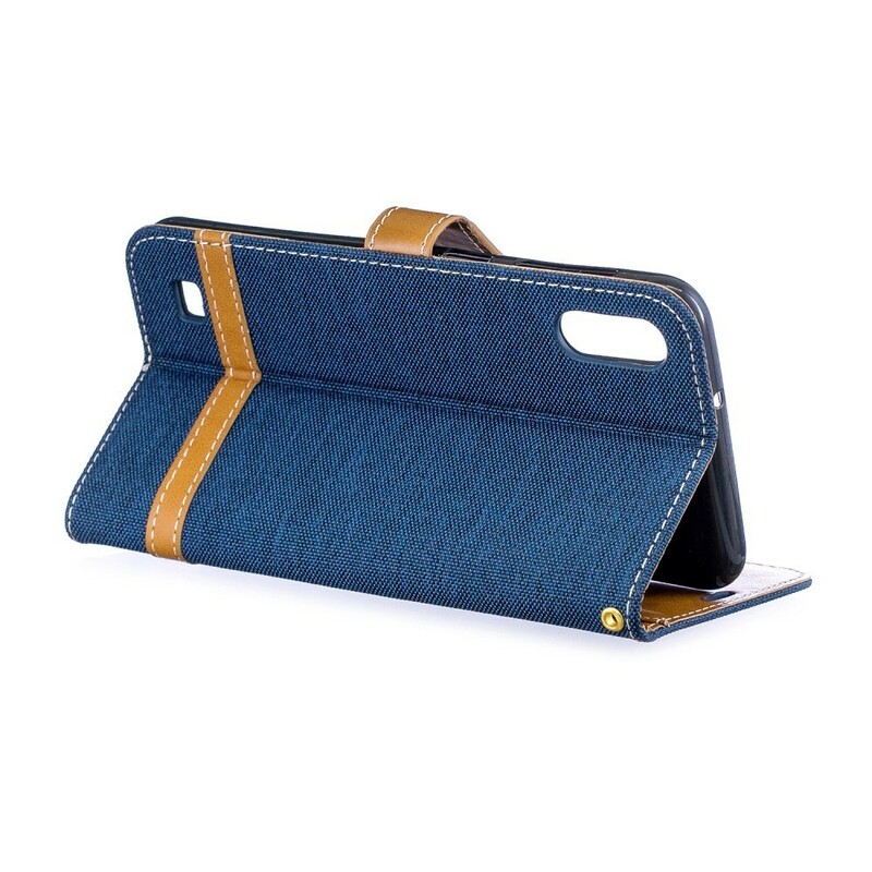 Samsung Galaxy A10 Stoff & Lederoptik Tasche mit Riemen