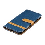 Samsung Galaxy A10 Stoff & Lederoptik Tasche mit Riemen