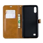 Samsung Galaxy A10 Stoff & Lederoptik Tasche mit Riemen