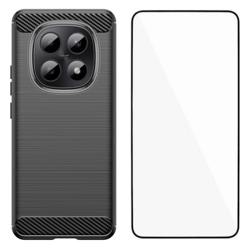 Coque Xiaomi Redmi Note 15 Pro 5G Fibre Carbone Brossée avec Protecteur Écran