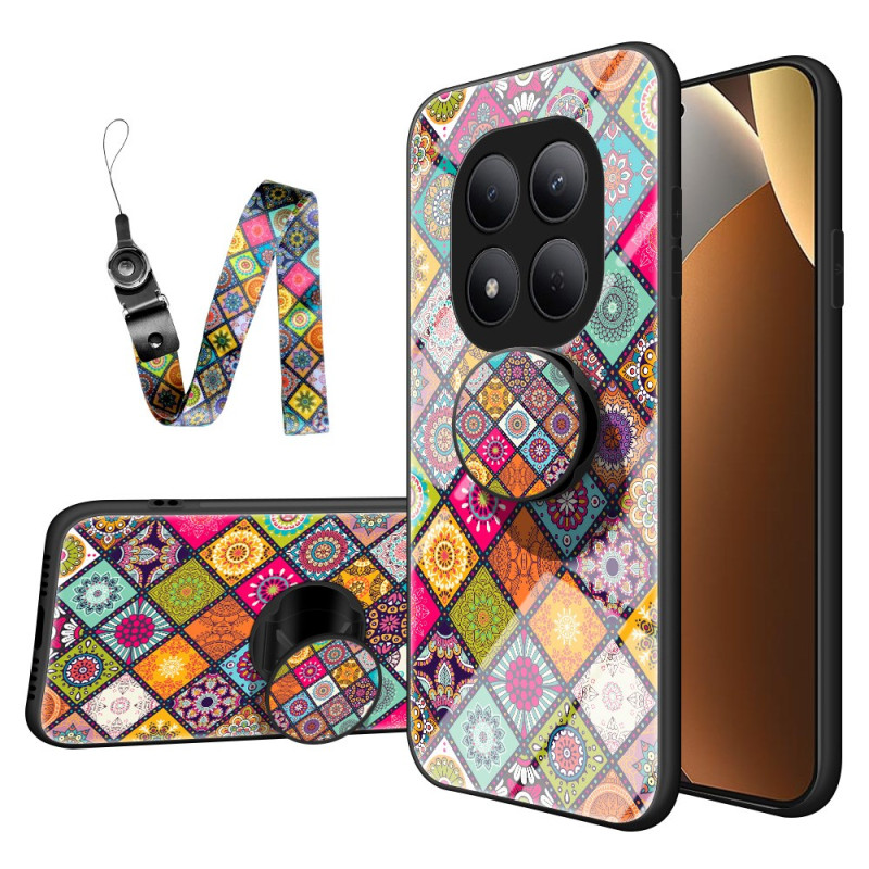 Coque Xiaomi Redmi Note 15 Pro 5G Support et Lanière Design Patchwork