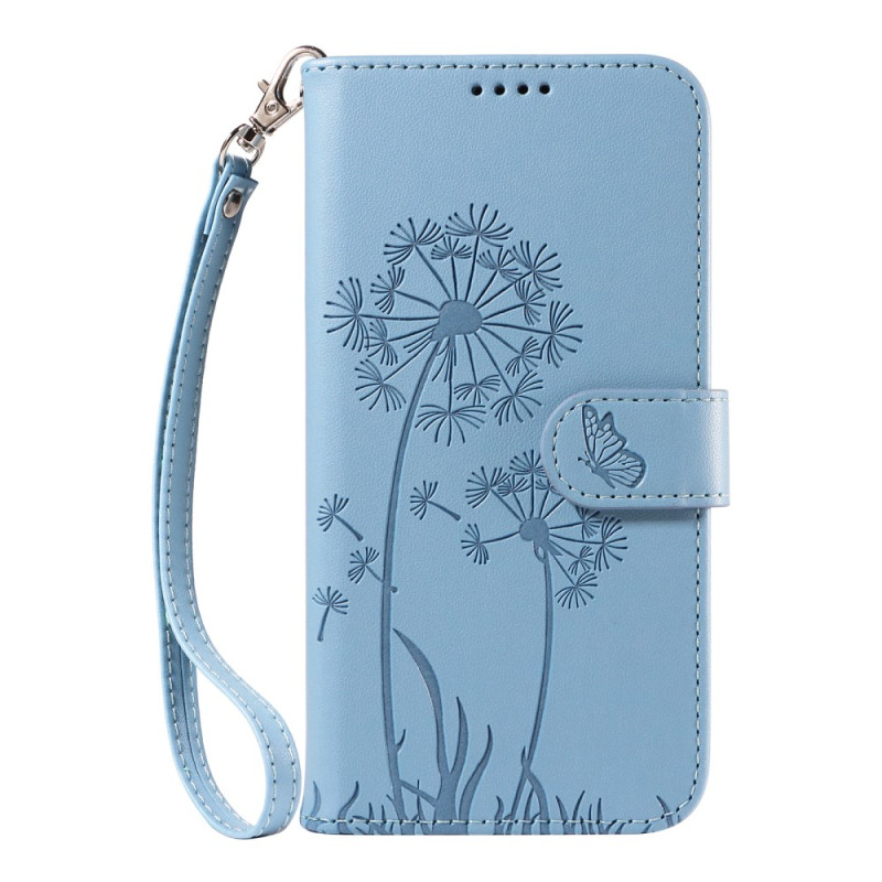 Hülle iPhone 17E / 16E Löwenzahn-Motiv und Riemen