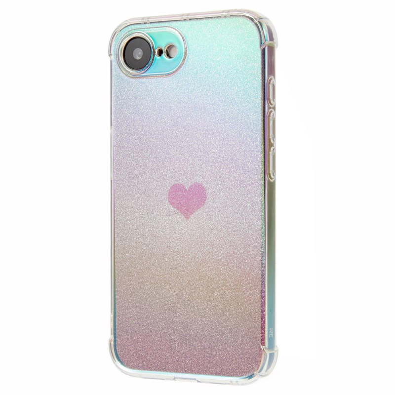 iPhone 17E / 16E Cover Herzmotiv Glitter