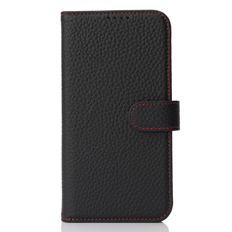 iPhone 17E / 16E Hülle aus echtem Leder mit Litschi-Struktur (RFID-Schutz)