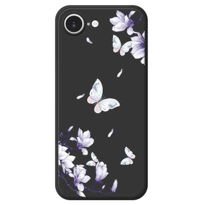 iPhone Cover 17E / 16E Gerader Rand Schmetterling und Magnolie