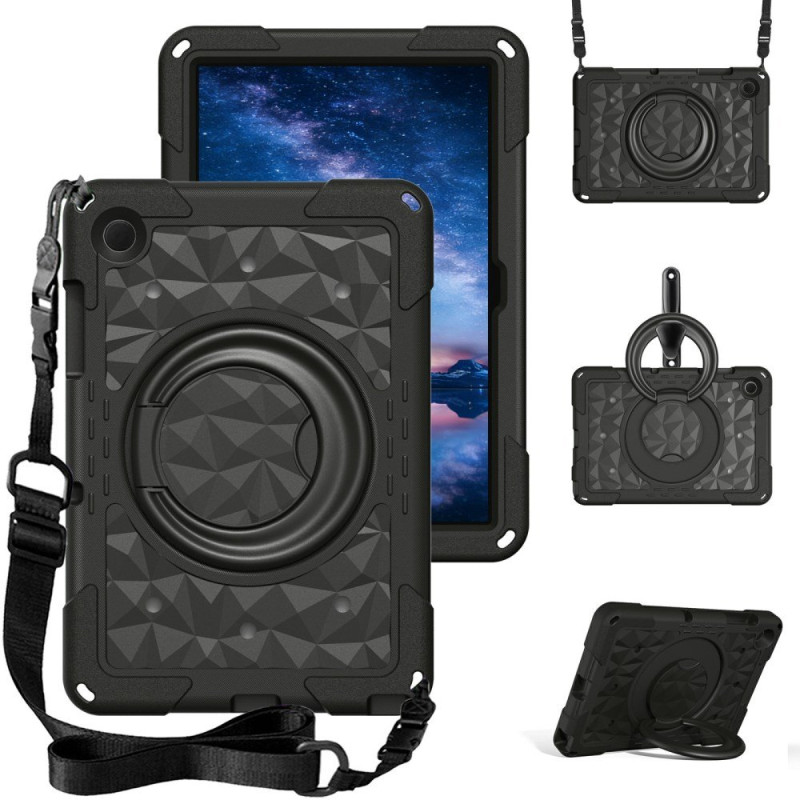 Samsung Galaxy Tab A11 / A9 Cover Griff, Ständer und Schultergurt Geometrisches Muster