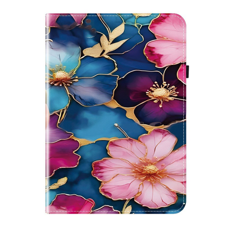 Xiaomi Redmi Pad 2 Tasche Blumen Blau Gold