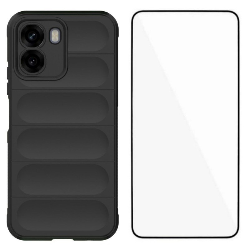 Oppo A6X 5G / 4G Rutschfestes Cover mit Displayschutzfolie