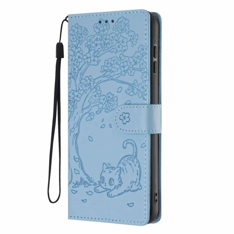Motorola Edge 70 Katze und Baum Hülle mit Riemen