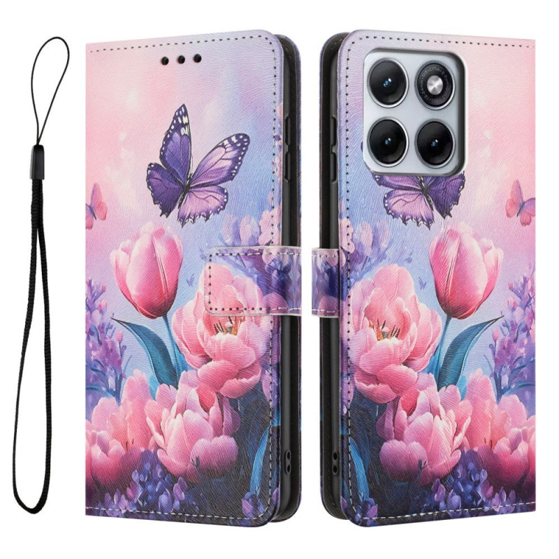 Motorola Edge 70 Fusion Hülle Tulpen und Schmetterlinge