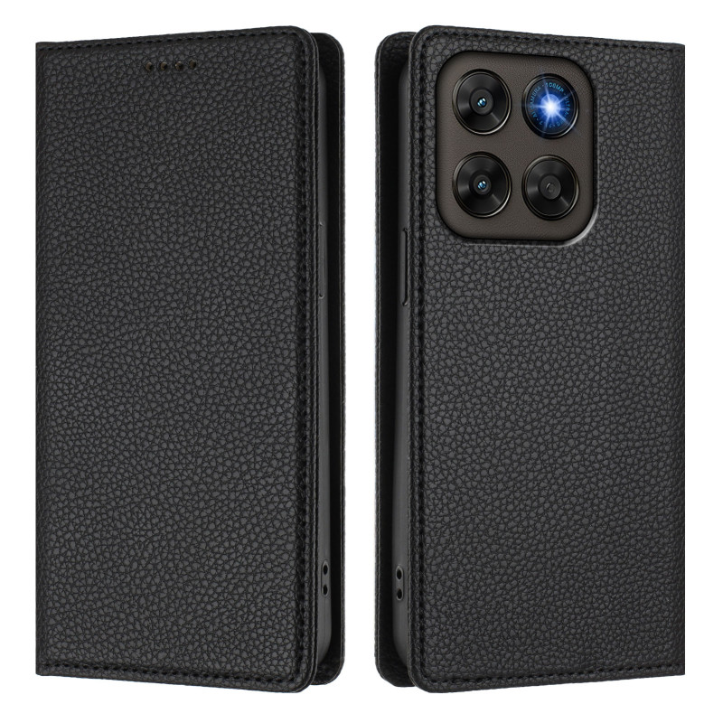 Flip Cover Moto G77 / G67 Litschi-Leder-Effekt (Anti-RFID)