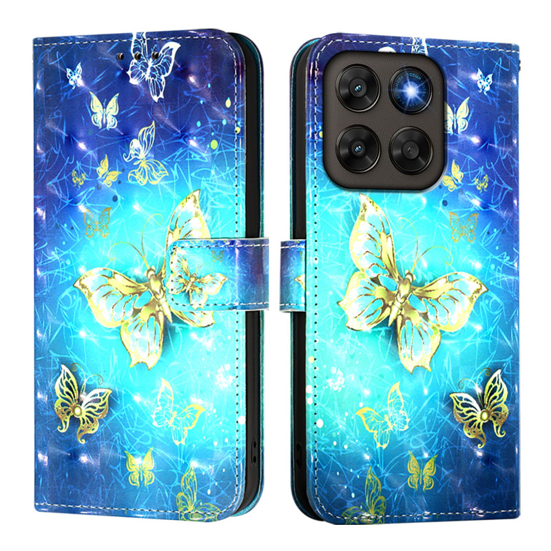 Hülle Moto G77 / G67 Goldene Schmetterlinge