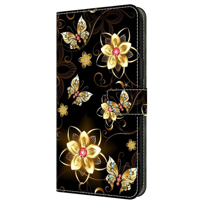 Hülle Moto G77 / G67 Goldene Blumen