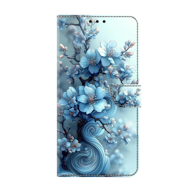 Hülle Moto G77 / G67 Blumen Blau