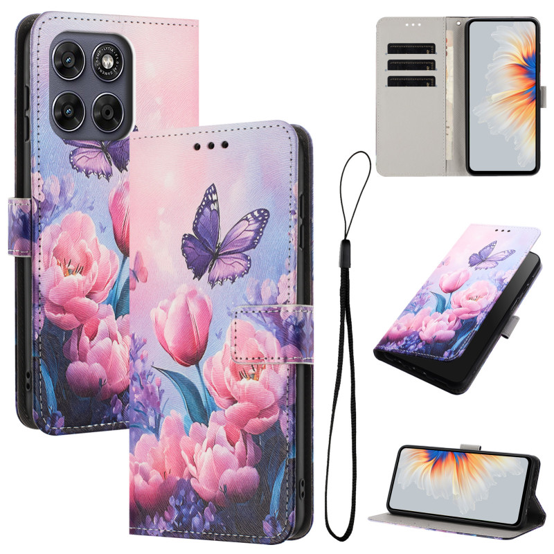 Hülle Moto G77 / G67 Tulpen Pink