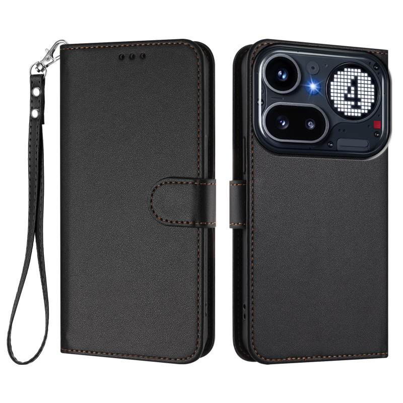 Hülle Nothing Phone (4a) Pro Uni-Leder-Effekt mit Riemen