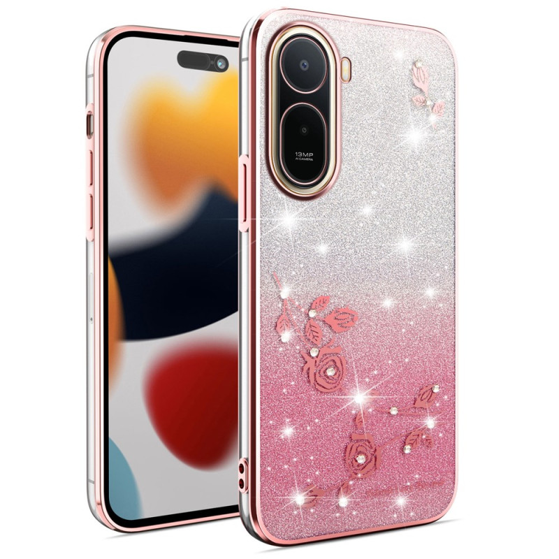 Xiaomi Redmi A7 Pro Cover Blumen und Strass KADEM