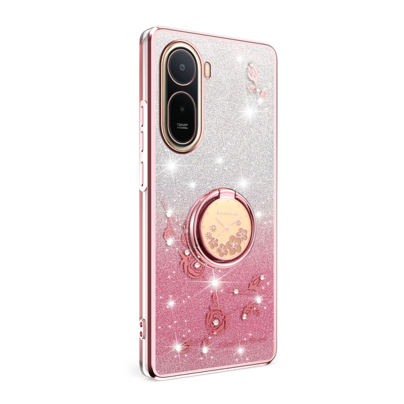 Xiaomi Redmi A7 Pro Cover Blumen und Strass mit Halterung