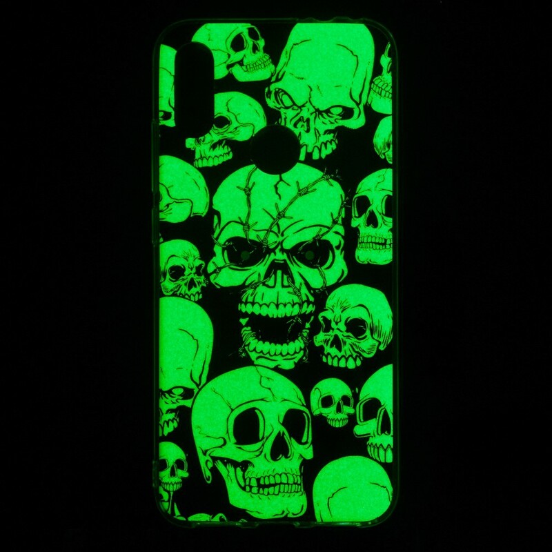 Xiaomi Redmi Note 7 Cover Achtung Totenköpfe Fluoreszierend