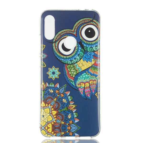 Xiaomi Redmi Note 7 Cover Eule Mandala Fluoreszierend