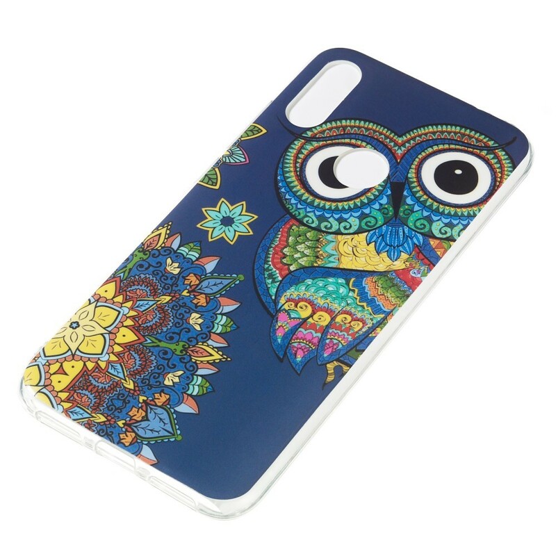 Xiaomi Redmi Note 7 Cover Eule Mandala Fluoreszierend