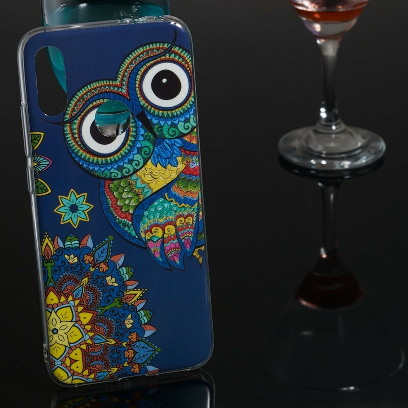 Xiaomi Redmi Note 7 Cover Eule Mandala Fluoreszierend