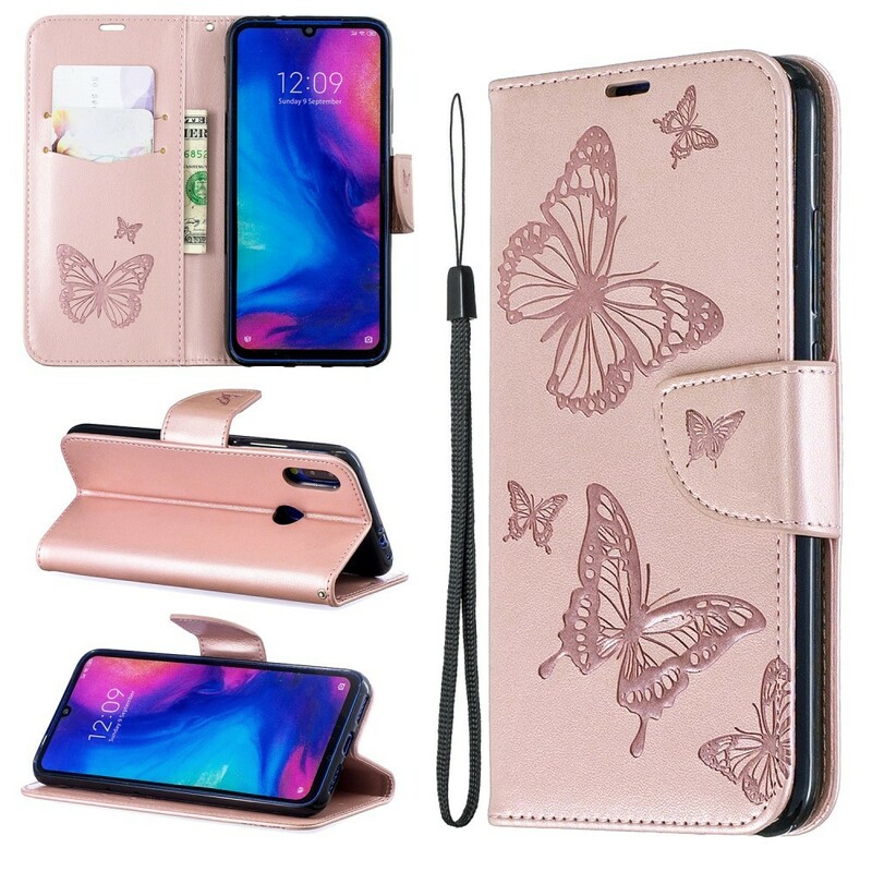 Xiaomi Redmi Note 7 Tasche Bedruckte Schmetterlinge mit Riemen Xiaomi Redmi Note 7 Tasche Bedruckte Schmetterlinge mit Riemen