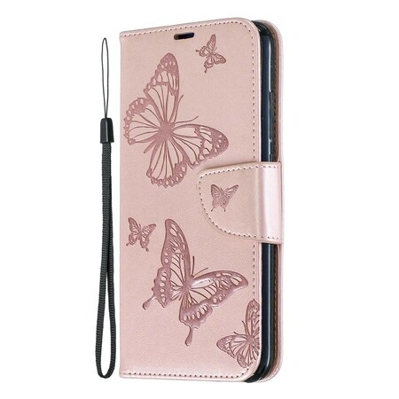 Xiaomi Redmi Note 7 Tasche Bedruckte Schmetterlinge mit Riemen