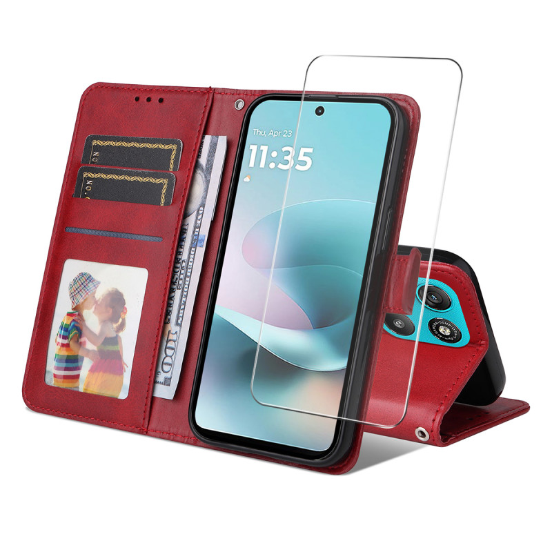 Moto G67 Power Kunstlederhülle mit Bildschirmschutz