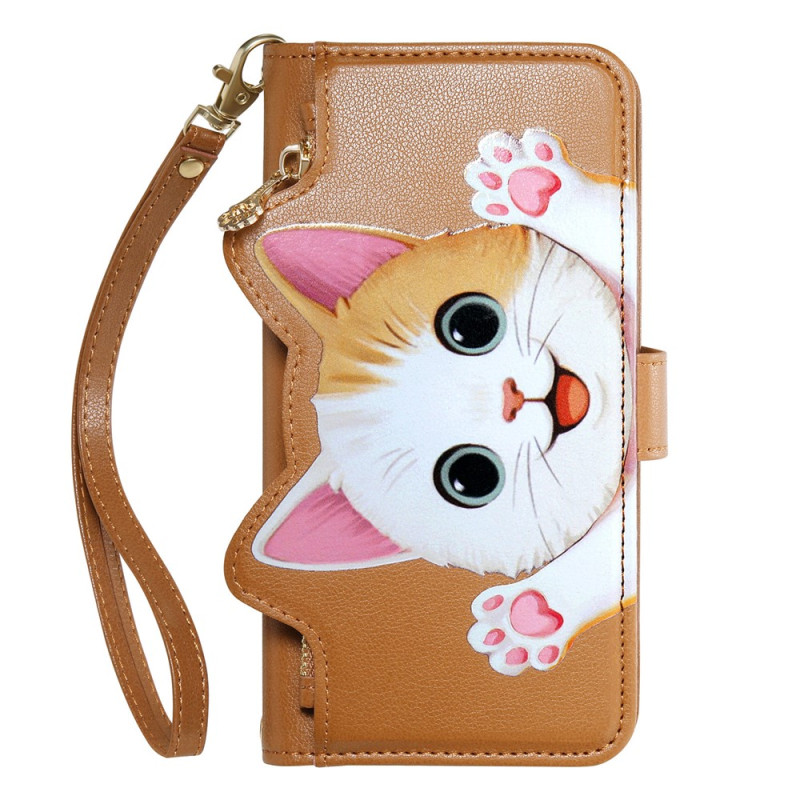 Xiaomi 17T Pro Tasche Katze Relief mit Riemen
