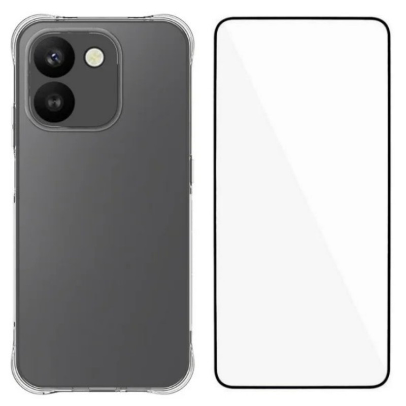 Transparente Honor 600 Smart-Hülle mit Displayschutzfolie