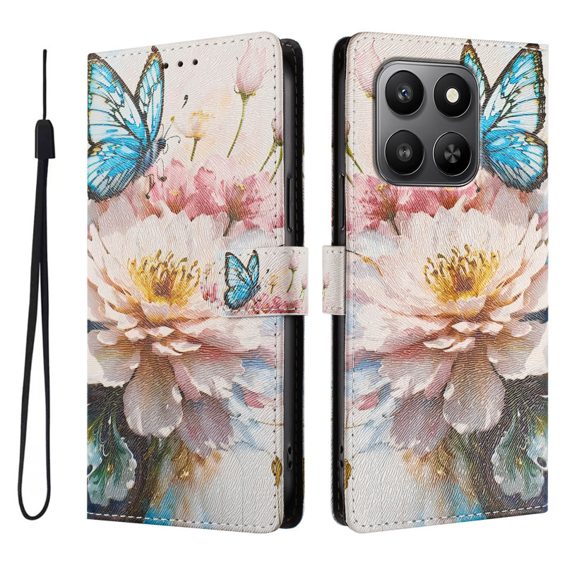 Honor 600 Smart Hülle mit Schmetterlings- und Blumenmuster