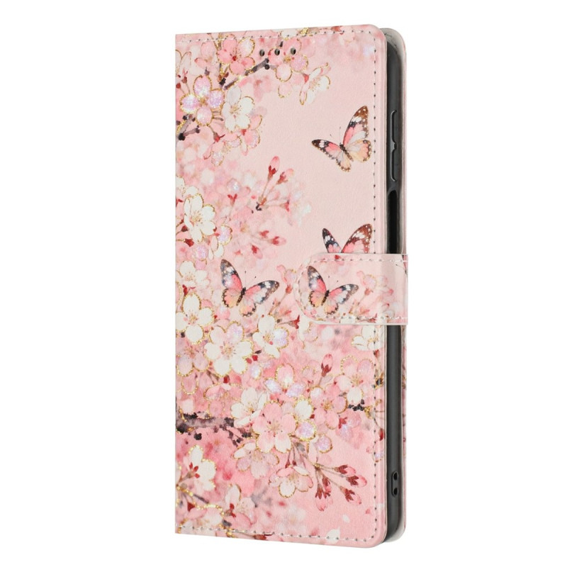 Xiaomi 17T Pro Hülle mit Sakura- und Schmetterlingsmotiv