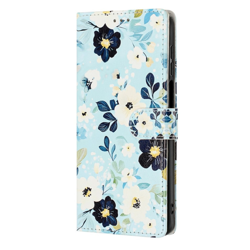 Xiaomi 17T Pro Hülle mit Blumenmuster auf blauem Hintergrund