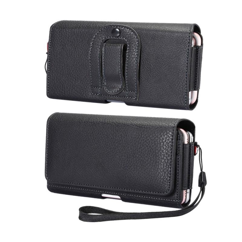 Gürteletui aus PU-Leder mit zwei Fächern und Clip für 6,7-Zoll-Smartphones