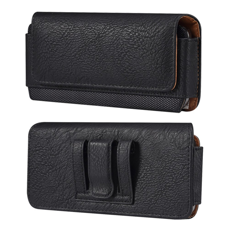 Horizontale Gürteltasche aus PU-Leder mit Lederstruktur und Nylon für Smartphones von 4,7 bis 5,4 Zoll
