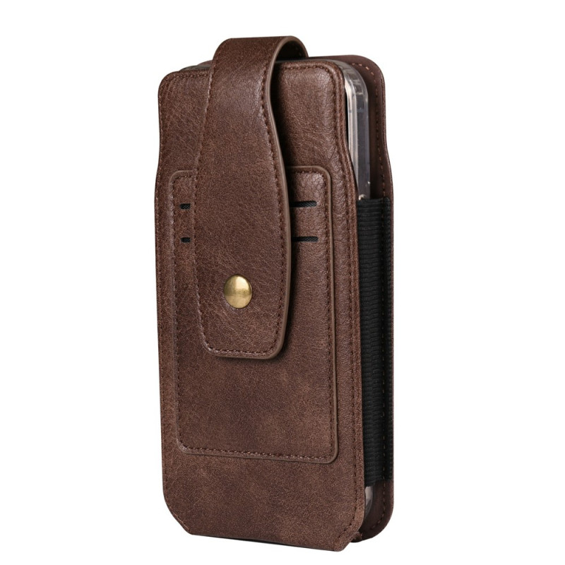 Universelle vertikale Gürteltasche aus PU-Leder für Smartphones von 6,7 bis 6,9 Zoll mit zwei Kartenfächern