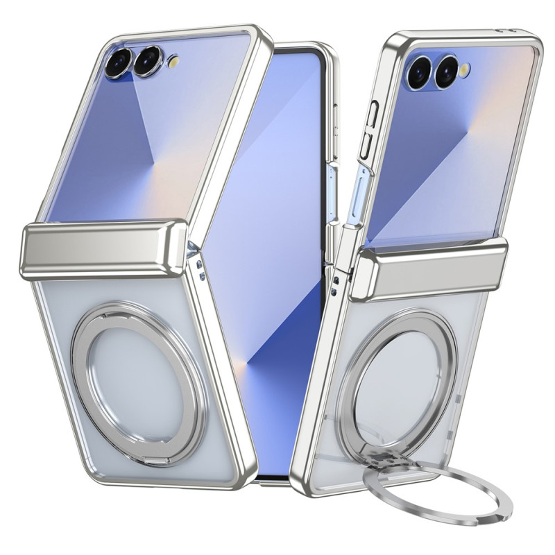 Transparente Samsung Galaxy Z Fold 8-Hülle mit Magnetverschluss und Metall-Optik