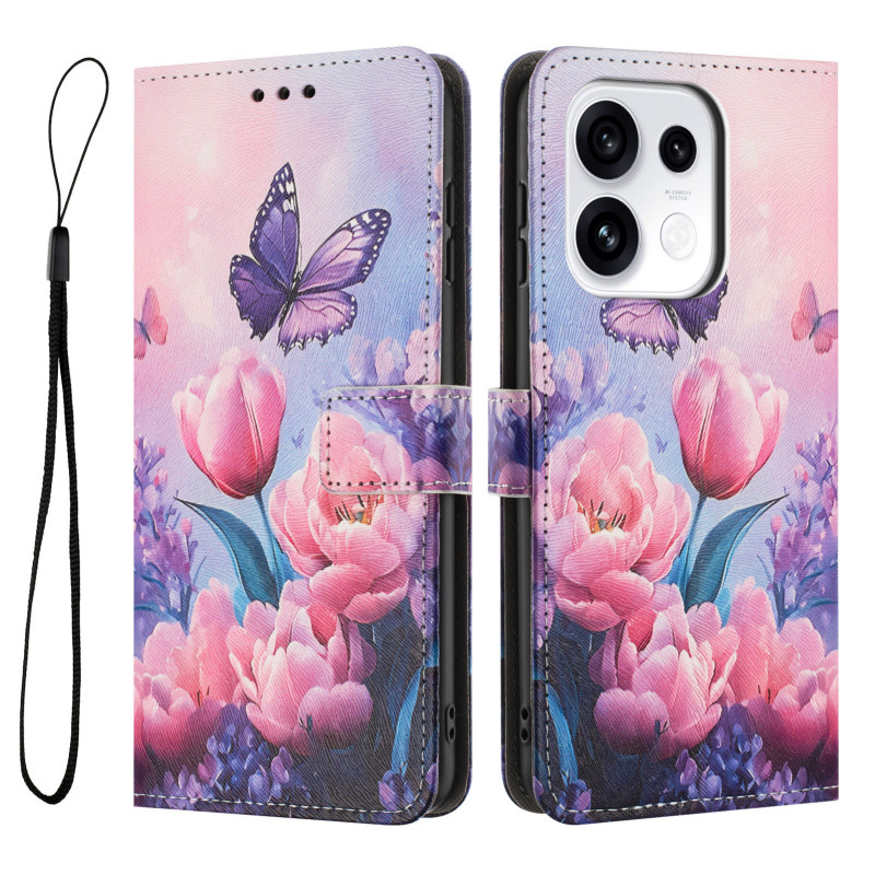 Hülle für Oppo Reno 16 / 16 Pro – Rosa Tulpen