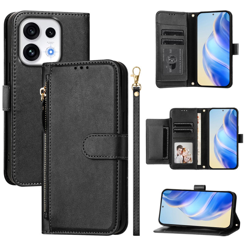 Oppo Reno 16 5G / 16 Pro 5G Hülle im Brieftaschenstil mit Reißverschlusstasche