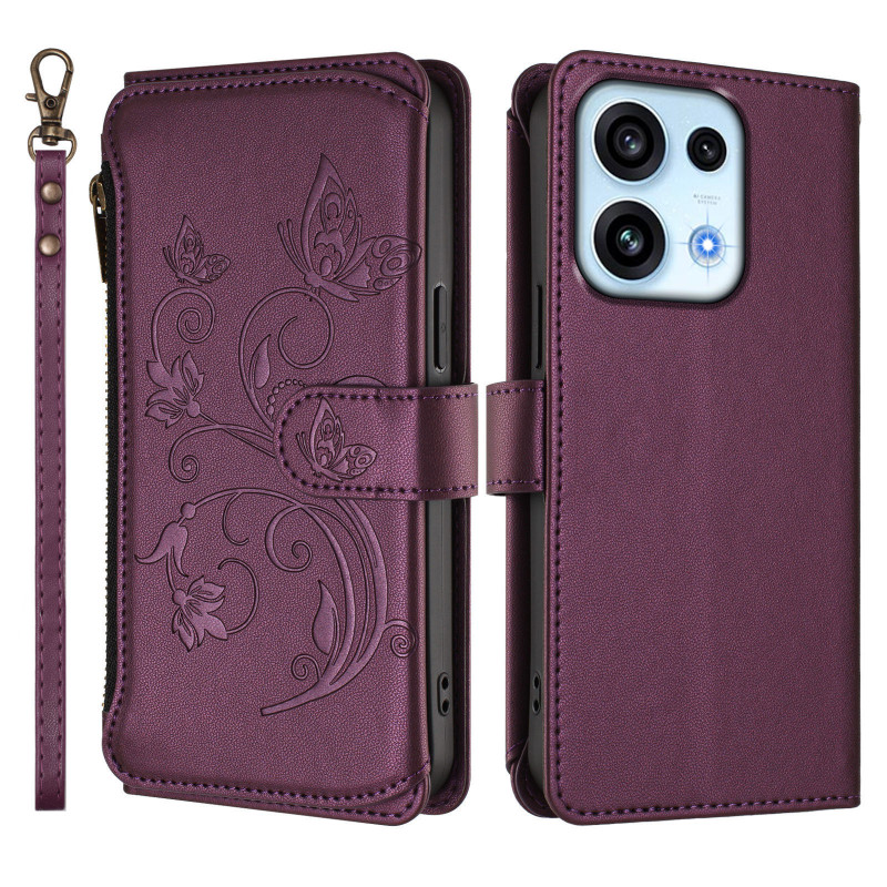 Oppo Reno 16 F 5G / 16 FS 5G Hülle mit Blumenmuster und Trageriemen