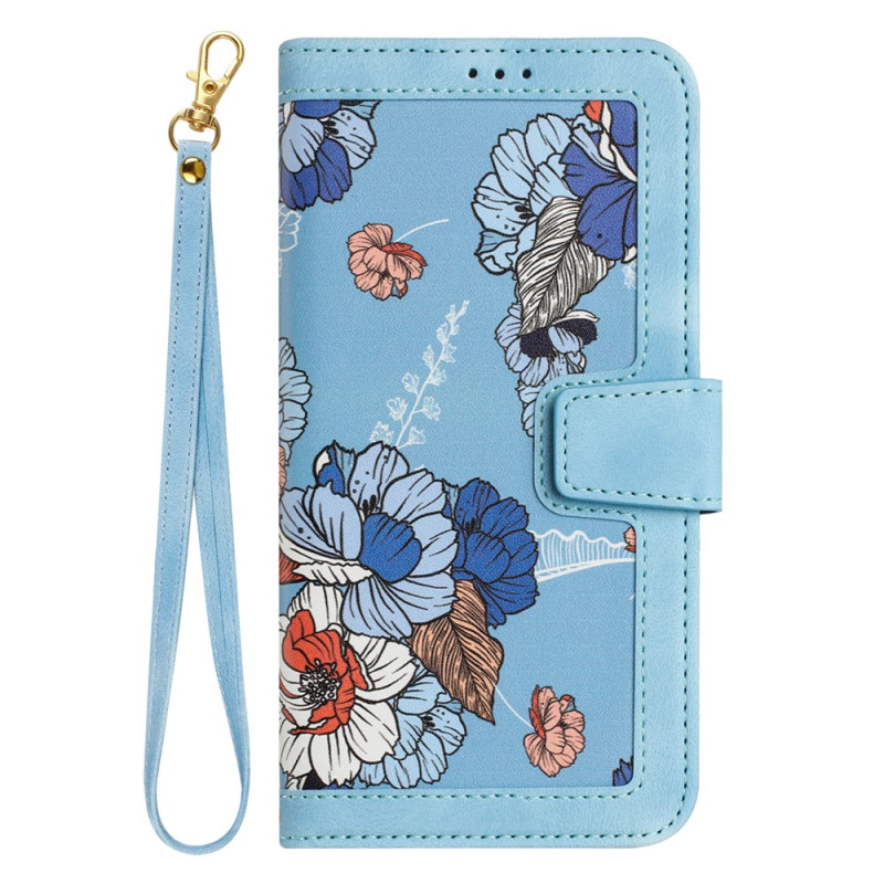 Oppo Reno 16 F 5G-Hülle mit Blumenmuster und Trageriemen
