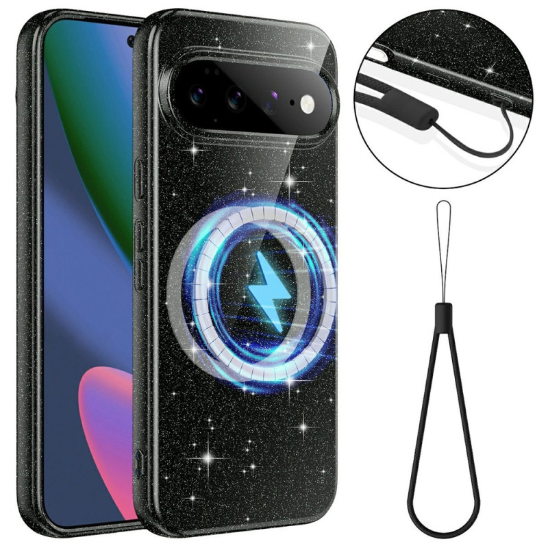 Magnetische Google Pixel 11-Hülle mit Glitzer und Trageband
